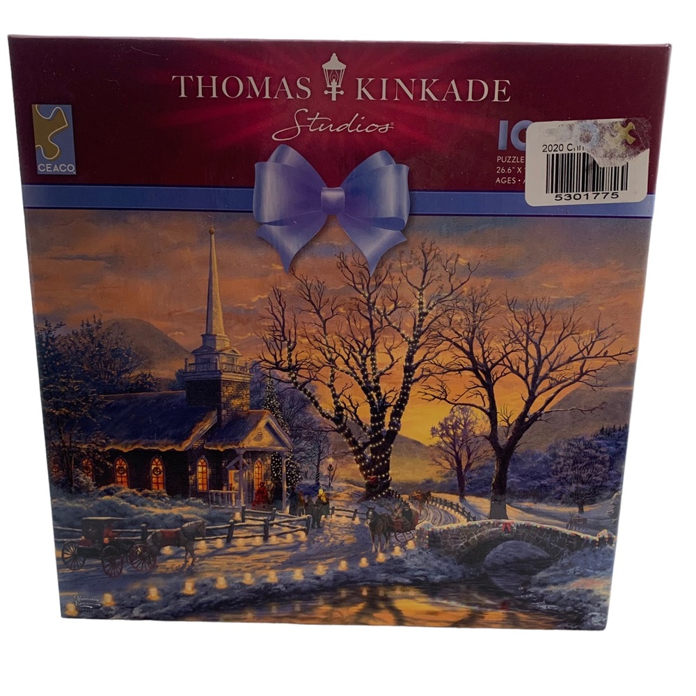 Thomas Kinkade Holiday Evening Sleigh Ride 1000 Pc Jigsaw Puzzle, 26.6”x 19”
